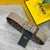 定番 フェンディ グレーレザー ベルト偽物 リバーシブル 4.0cm fey24455